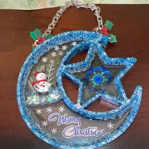 Blue Glitter Christmas Wallhanging